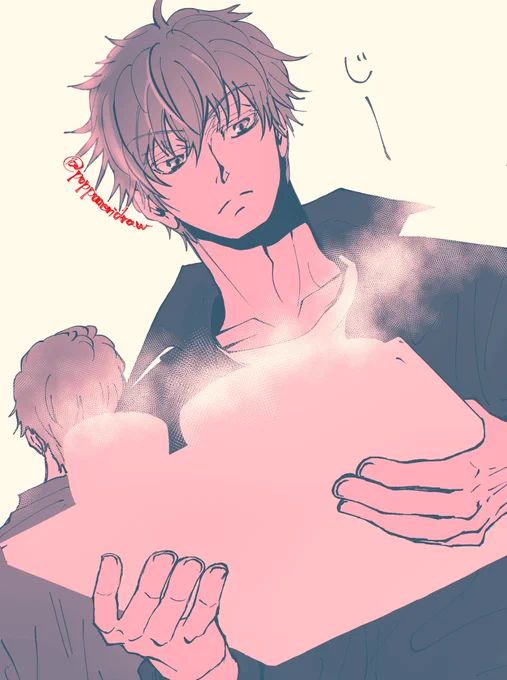 (あっちの定食も旨そうだったな…)と、ひとのご飯をじっとみる男子落書き☆#落書き #イラスト #創作男子 