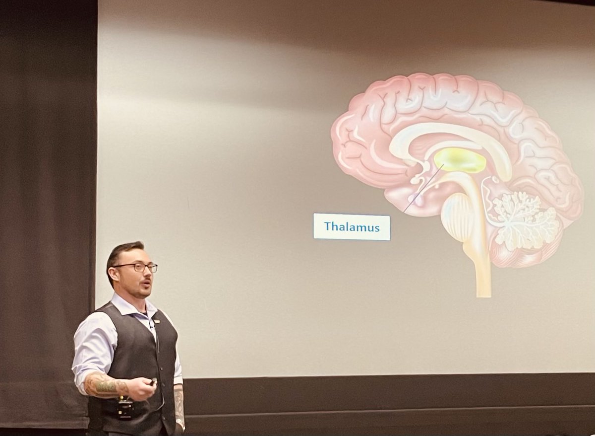 IowaNap's tweet photo. Graduate student Val Soto at U Iowa Veteran Innovation Series. He gave a wonderful talk on his personal and academic journey, including but not limited to raising goats, jumping off helicopters and of course studying NREM oscillations and thalamocortical circuitry! https://t.co/eMBb3G99yh