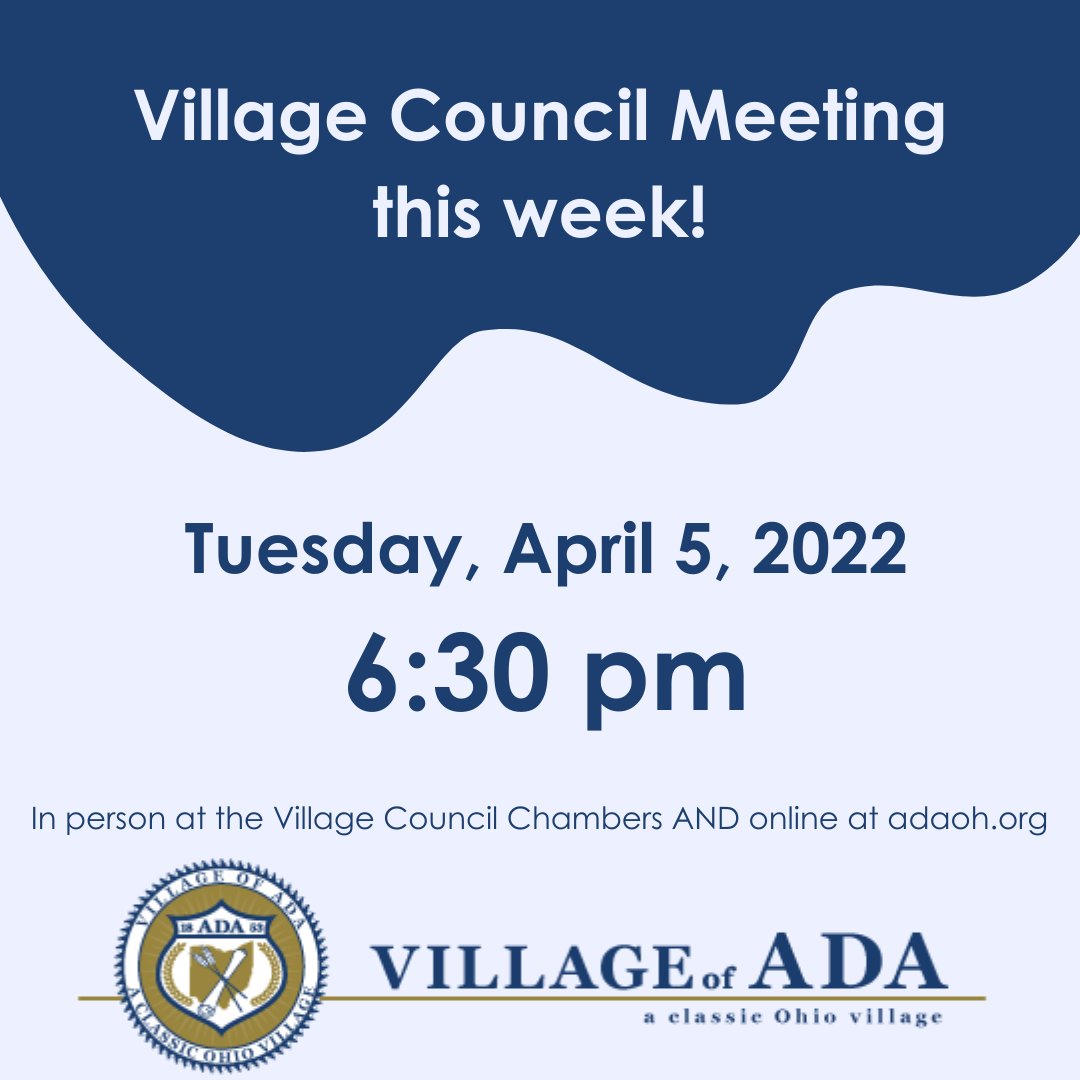 SeanBeckforAda's tweet photo. COUNCIL MEETING THIS WEEK!

On the agenda:  operations expenses, resolution to enter into contract, ordinance to vacate alley, NextGen EAP, Personnel, Paving, and Depot Rental

Link to join online and the agenda: https://t.co/rcJJXFKJUt https://t.co/OtGoPenva4