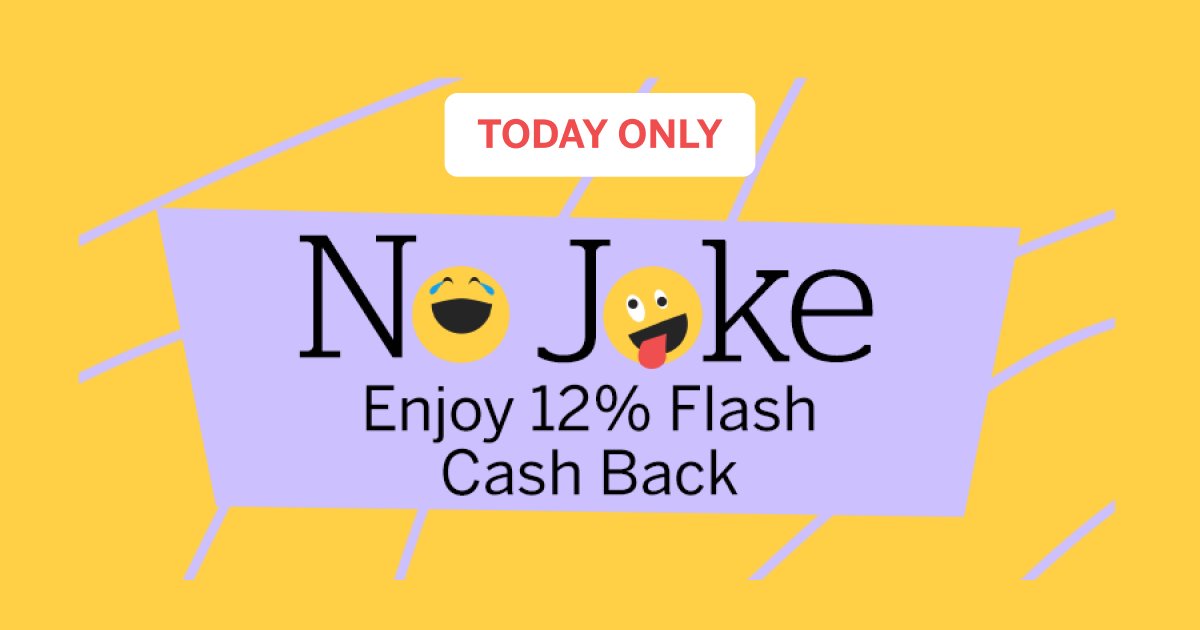 RakutenCA's tweet photo. πItβs no joke. Get 12% Cash Back TODAY ONLY! π Get Cash Back here: https://t.co/vTIEka72sT #CashBackCA #CashBackCrew https://t.co/G03xypoovF