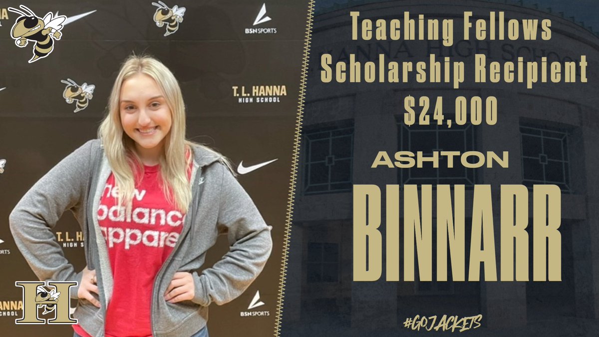 TL Hanna High School (@tlh_jackets) on Twitter photo Congratulations to senior Ashton Binnarr for receiving the Teaching Fellows Scholarship valued at $24,000! Ashton is on her way to <a href="/winthropu/">Winthrop University</a> or <a href="/UofSC/">University of South Carolina</a> in the fall! Great work! <a href="/AndersonFive/">Anderson Five</a> Congratulations to senior Ashton Binnarr for receiving the Teaching Fellows Scholarship valued at $24,000! Ashton is on her way to <a href="/winthropu/">Winthrop University</a> or <a href="/UofSC/">University of South Carolina</a> in the fall! Great work! <a href="/AndersonFive/">Anderson Five</a>
