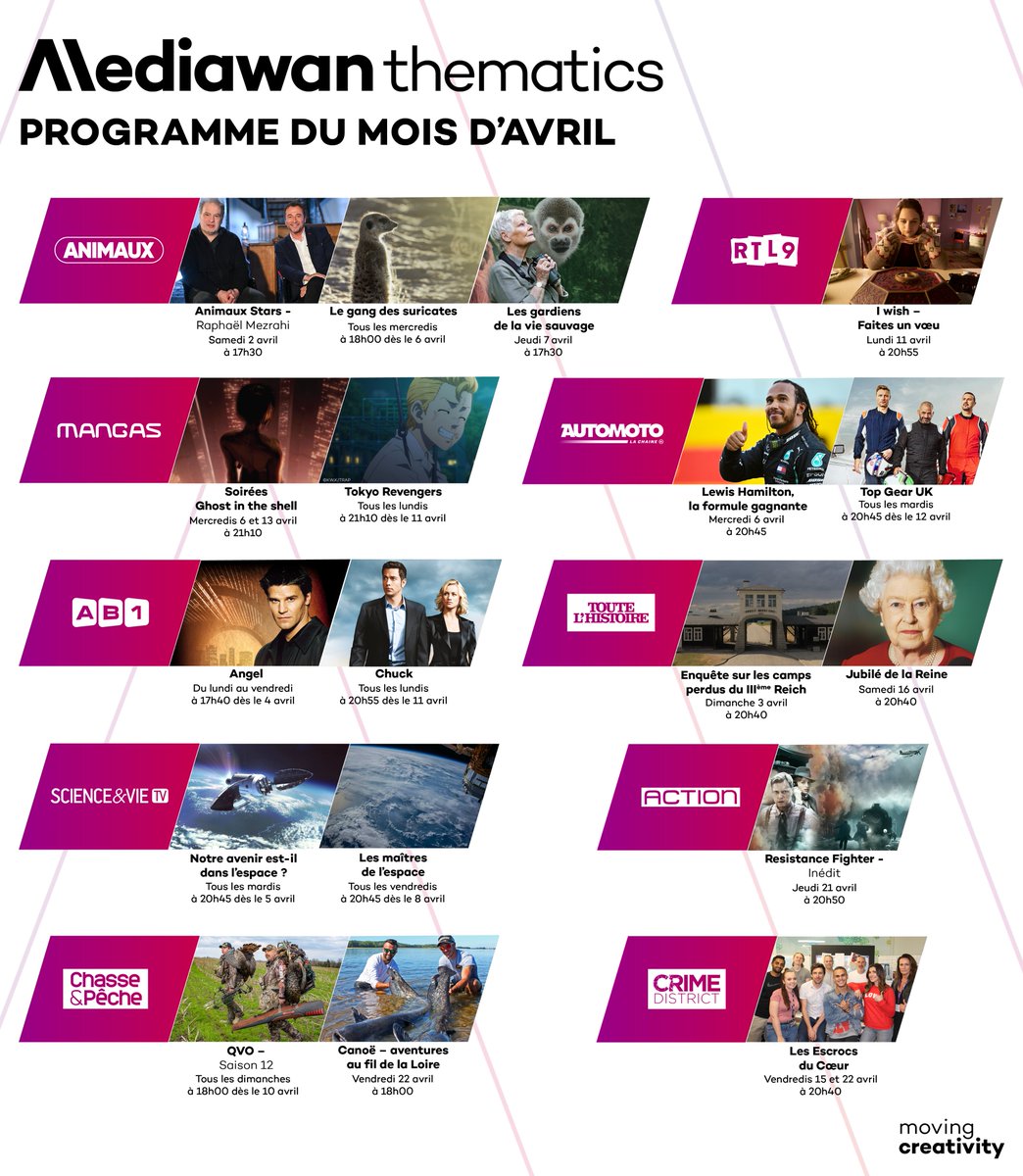 Mediawan (@mediawanfr) on Twitter photo 📡 #MediawanThematics : Voici ce que les chaînes <a href="/MDWThematics/">Mediawan Thematics</a> vous réservent pour le mois d'Avril, de l'inédit et de l'exclusivité ! 📡 #MediawanThematics : Voici ce que les chaînes <a href="/MDWThematics/">Mediawan Thematics</a> vous réservent pour le mois d'Avril, de l'inédit et de l'exclusivité !