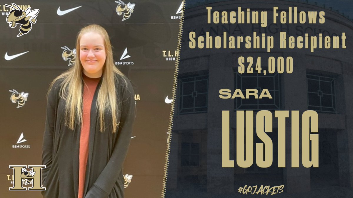 TL Hanna High School (@tlh_jackets) on Twitter photo Congratulations to senior Sara Lustig on receiving the Teaching Fellows Scholarship valued at $24,000! Sara will be attending <a href="/UofSC/">University of South Carolina</a> or <a href="/ClemsonUniv/">Clemson University</a> this fall! Great work! <a href="/AndersonFive/">Anderson Five</a> Congratulations to senior Sara Lustig on receiving the Teaching Fellows Scholarship valued at $24,000! Sara will be attending <a href="/UofSC/">University of South Carolina</a> or <a href="/ClemsonUniv/">Clemson University</a> this fall! Great work! <a href="/AndersonFive/">Anderson Five</a>