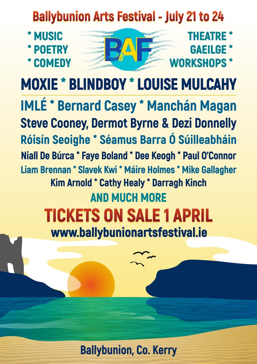 TICKETS ARE NOW ON SALE!!! 
We are so excited for our new festival, we had a small outing last year but now we have a bBIG weekend planned!! 
ballybunionartsfestival.ie/schedule

 #artsfestival #festival #summerfestival #entertainment #supportingthearts #theatre #artsandculture #irishculture