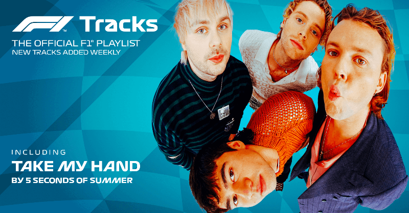 F1's tweet photo. Get moving before Melbourne with Aussies @5SOS this weekend 🕺

Listen now on @spotify ➡️ https://t.co/avdoziSLDY 🎧

#F1Tracks #NewMusicFriday