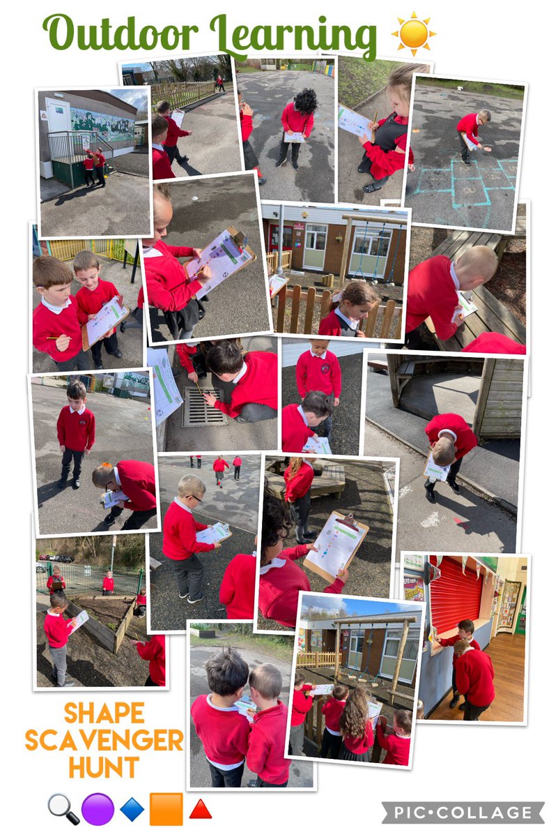 Another outdoor learning session of taking our maths skills outside! A shape scavenger hunt around the school 🔍🔹🔺🟣🟧