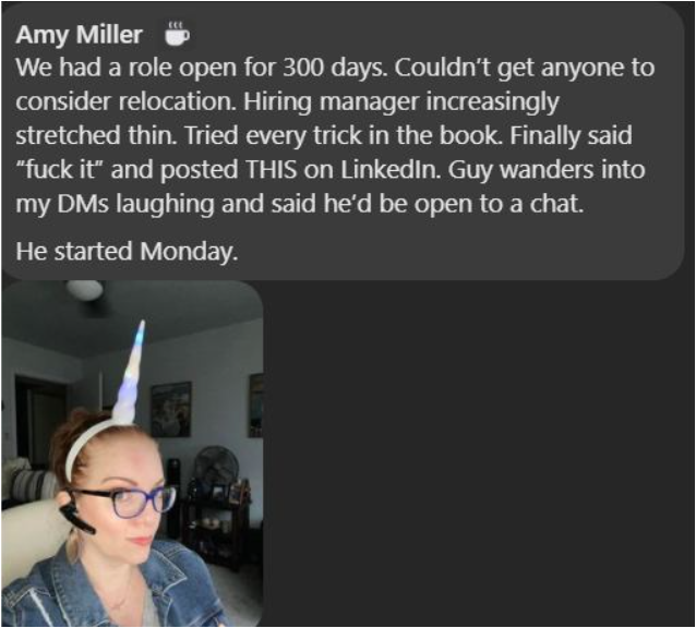 USING HUMOUR TO RECRUIT - @AlaRecruiter is set to win the MPP (most popular posting) on The Recruiters Online Facebook group today. https://t.co/7h9welA7OM https://t.co/8A51HcxhJn