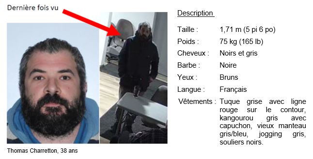 PoliceTRB's tweet photo. [DISPARITION] Le Service de police demande l’aide du public pour retrouver Thomas Charretton, 38 ans. 
Monsieur Charretton a été vu la dernière fois le 22 mars 2022 vers 6 h 00 sur la côte de Terrebonne à Terrebonne.
https://t.co/1pfKkOWLL9
#PoliceTRB https://t.co/z9geQiGuNp
