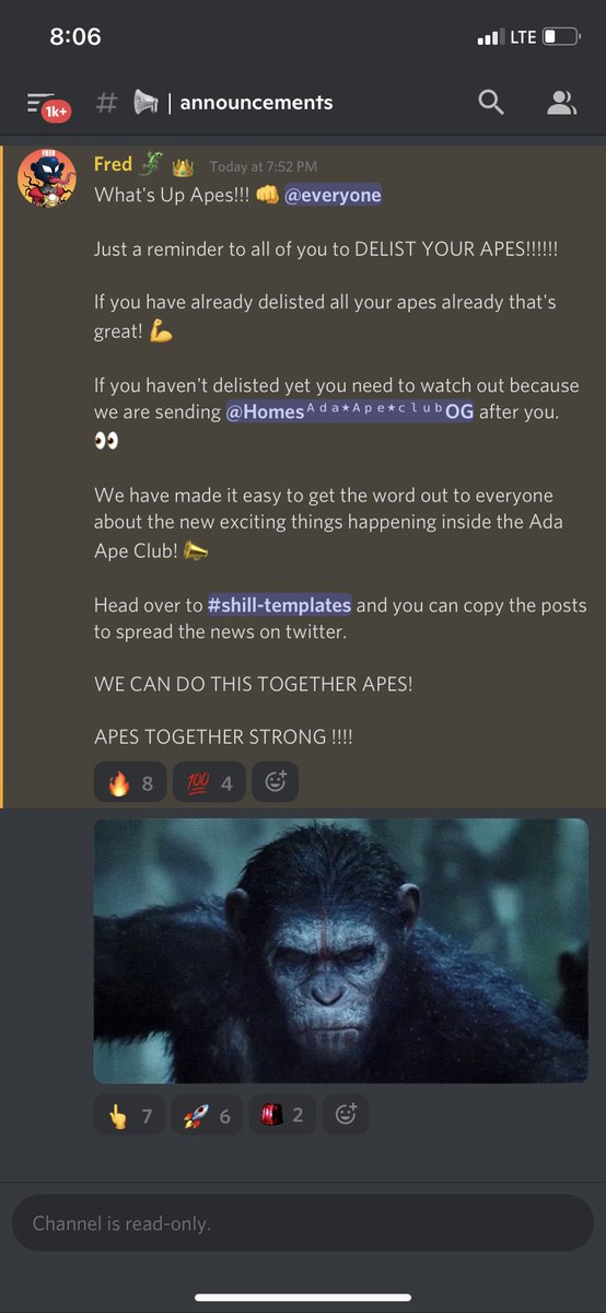 We have another announcement guys, make sure you delist your <a href="/AdaApeClub/">AdaApeClub</a> NFT before it’s too late.
#delist #Nfts #cnfts