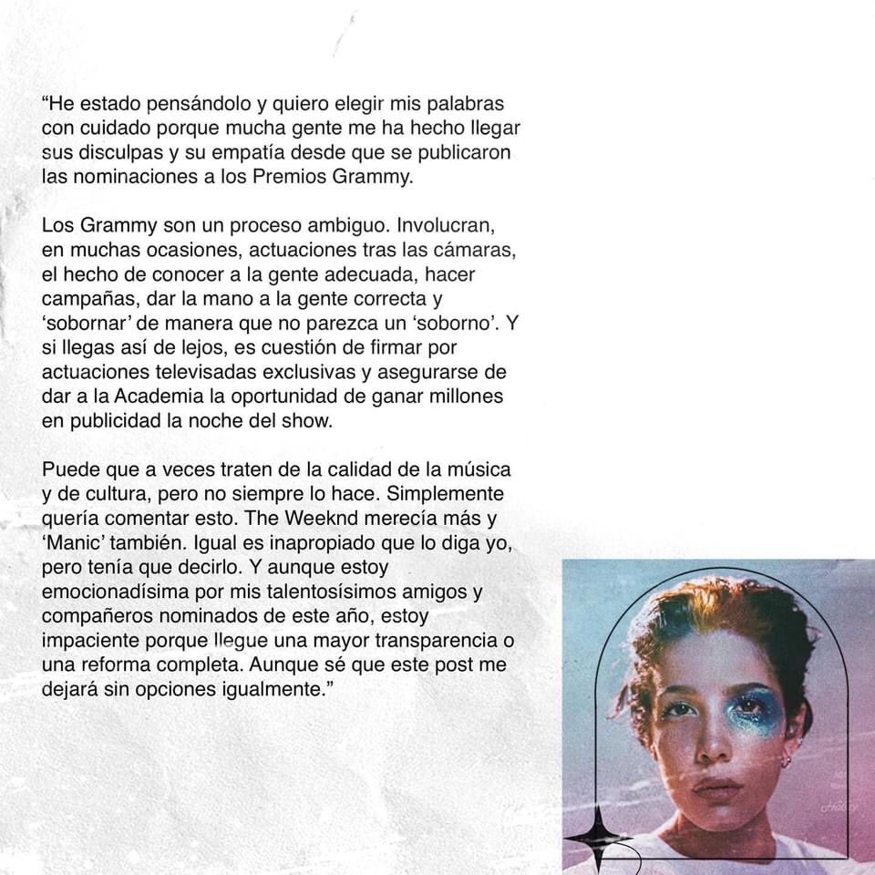 halseyymx's tweet photo. - En 2021 a pesar del éxito de “Manic” y sus canciones como “Without me” “You should be sad” no llego a ser nominado y H se pronunció al respecto https://t.co/ELDM0ZgWgD