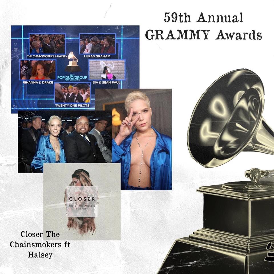halseyymx's tweet photo. La entrega de la edición 64 de los GRAMMY Awards está cerca así que repasemos la historia de Halsey con los #grammys 
- 2017 : Fue nominada junto a The Chainsmokers por su canción “Closer” y una nominación especial por formar parte del álbum de Justin Bieber “Propuse” https://t.co/rMkigNW1Wm