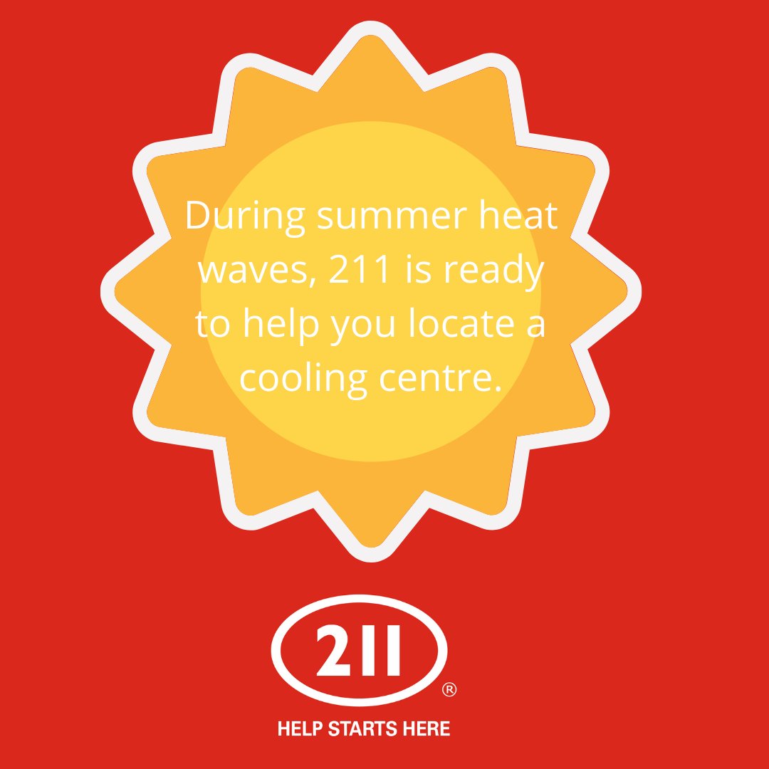 211_SouthWest's tweet photo. Need help finding a cooling centre in your area? Call 211 or visit https://t.co/pYUL9NjFlE
#HelpStartsHere #informationandreferral https://t.co/Dj84Qlvquh