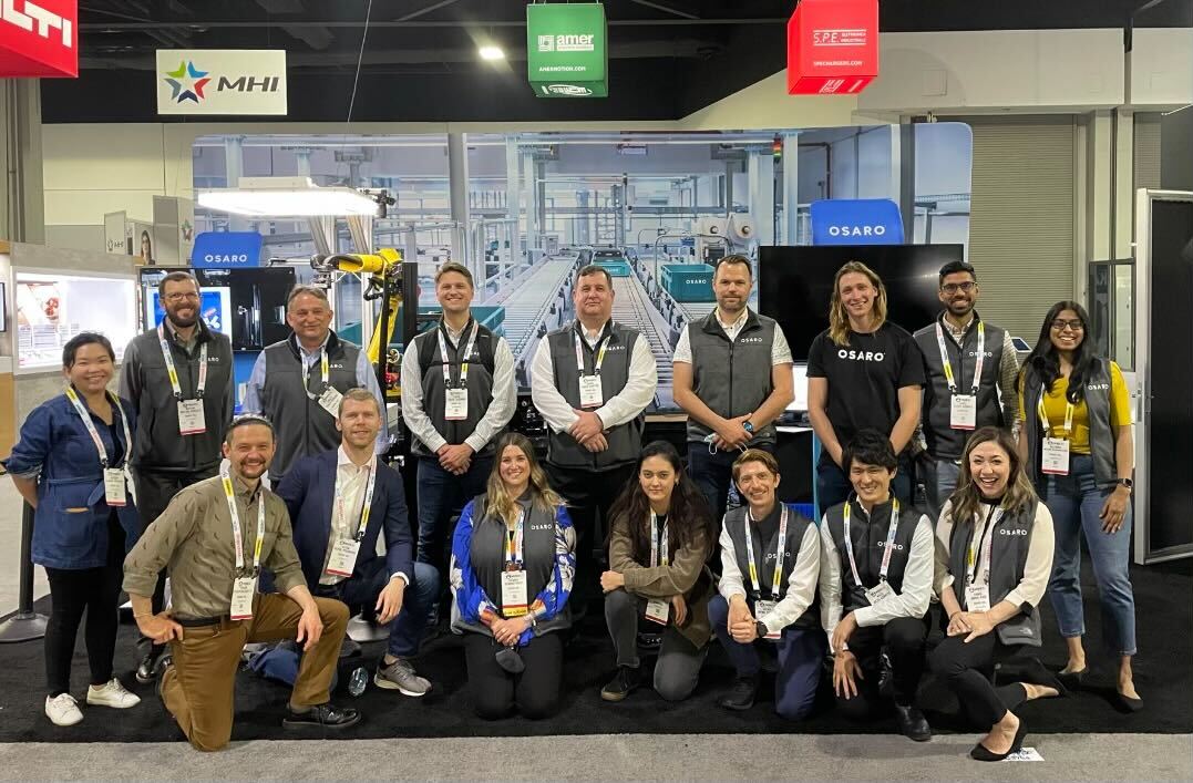 OsaroAI's tweet photo. What a week at MODEX. So many applications-focused products this year. From CEO @DerikPridmore and the OSARO team: Thanks to everyone who stopped by. Here's to a great year ahead for all. https://t.co/pvAD6DVNAX #FANUC #pregis #automation #fulfillment #MODEX2022 https://t.co/7Tj7gyII41