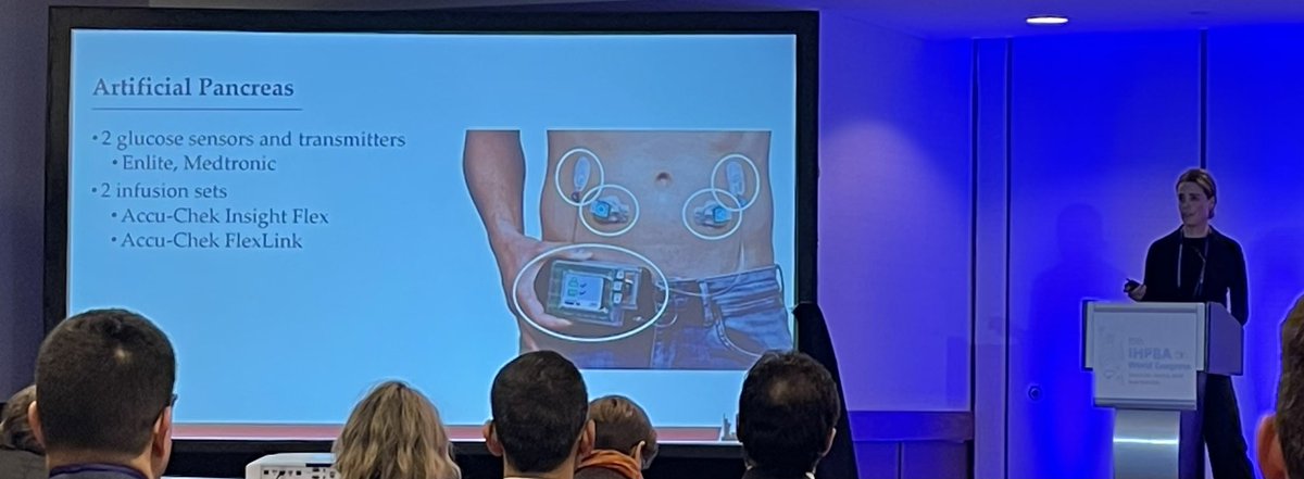 MarcBesselink's tweet photo. #APPEL5 pilot crossover RCT #IHPBA22: artificial bihormonal pancreas with glucagon &amp; insulin in 10 pts after #Total #Pancreatectomy @DPCG_official: Time spent in euglycemia increased from 57.4% to 78.3% with the artificial pancreas. Larger #PANORAMA trial coming up. https://t.co/Q9FVtOO2iP