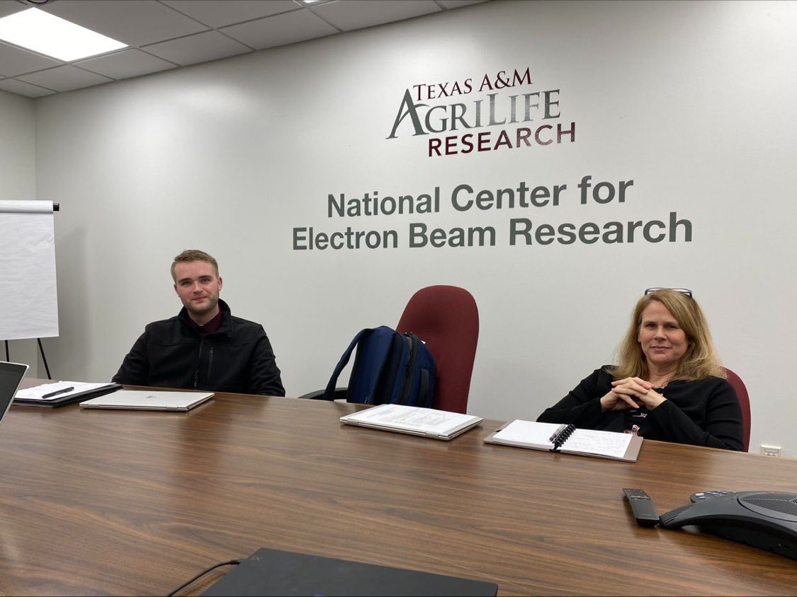 tamuebeam's tweet photo. We had the honor of hosting Jennifer Elster and Jacob Ellis from Pacific Northwest National Laboratory. PNNL and NCEBR are partners in advancing alternative technologies like eBeam and X-ray technologies to replace cobalt-60 and cesium -137 #TAMU #eBeam #eBeamTechnology https://t.co/ABQDAjP1hn