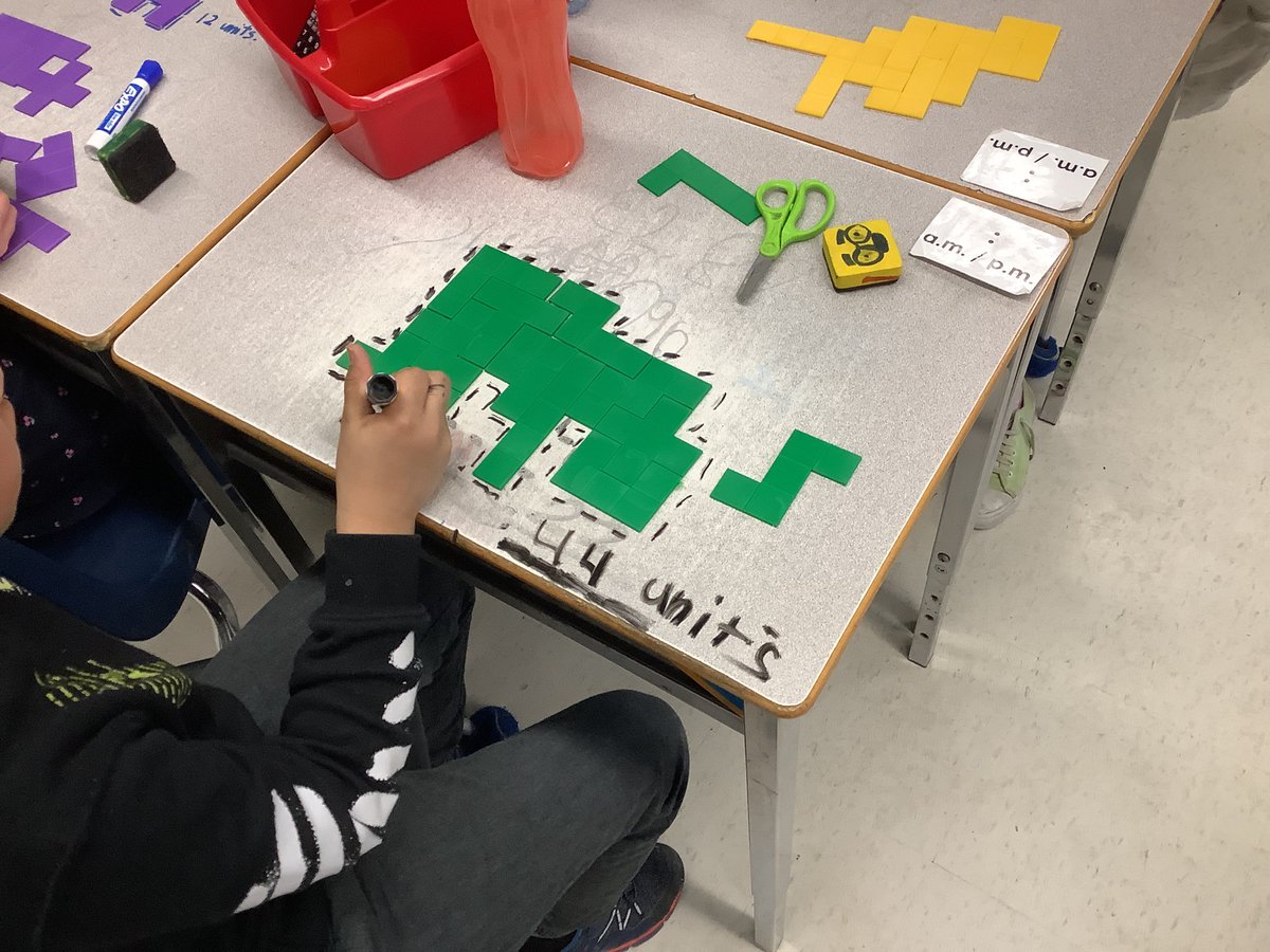 Today we used pentaminoes to learn all about perimeter. Thank you @k8doesmath for showing us these great visual manipulatives!