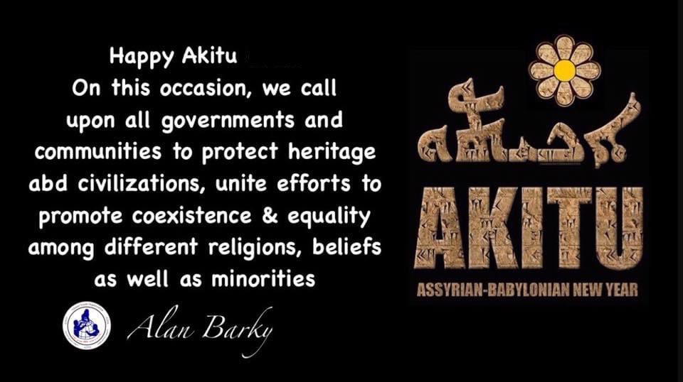 GYOIraq's tweet photo. أحر التهاني بمناسبة اعياد أكيتو ورأس السنة البابلية-الاشورية الجديدة
Happy #Akitu and Babylonian-Assyrian New Year https://t.co/zBvB5AZclI