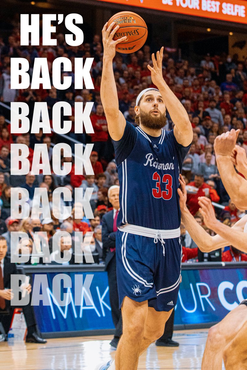 SpiderMBB's tweet photo. NEWS | Spiders grad student Grant Golden will return to Richmond for a seventh season to pursue his doctorate degree and the NCAA career games played record #OneRichmond https://t.co/L56suq5vr3