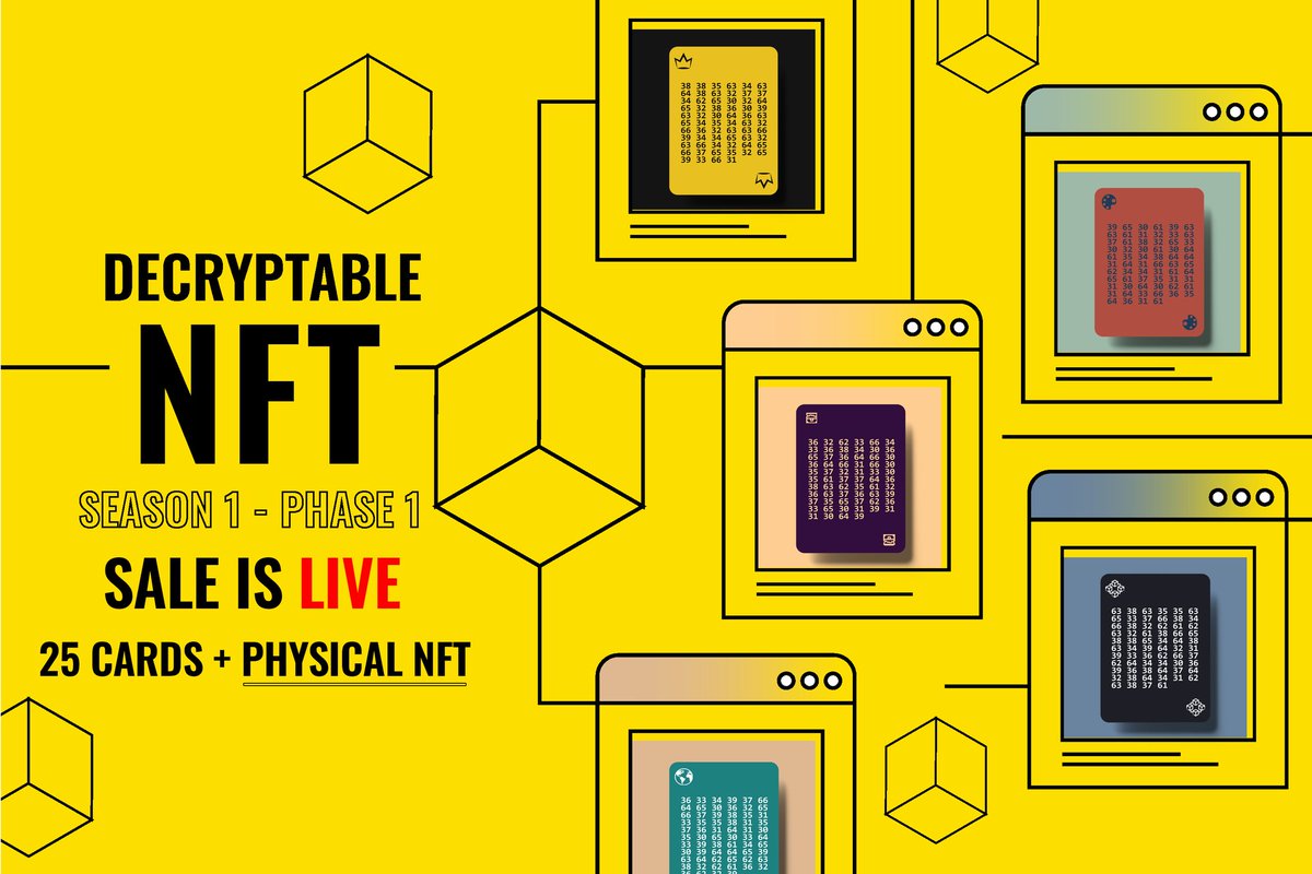 Decryptable NFT Phase 1 sale is LIVE!!! After purchasing NFTs from <a href="/opensea/">OpenSea</a>, collectors can claim PHYSICAL NFT from our official website.

#NFTProject #NFTCommunity #NFTGiveaway #NFTs #nftcollector #NFTdrop