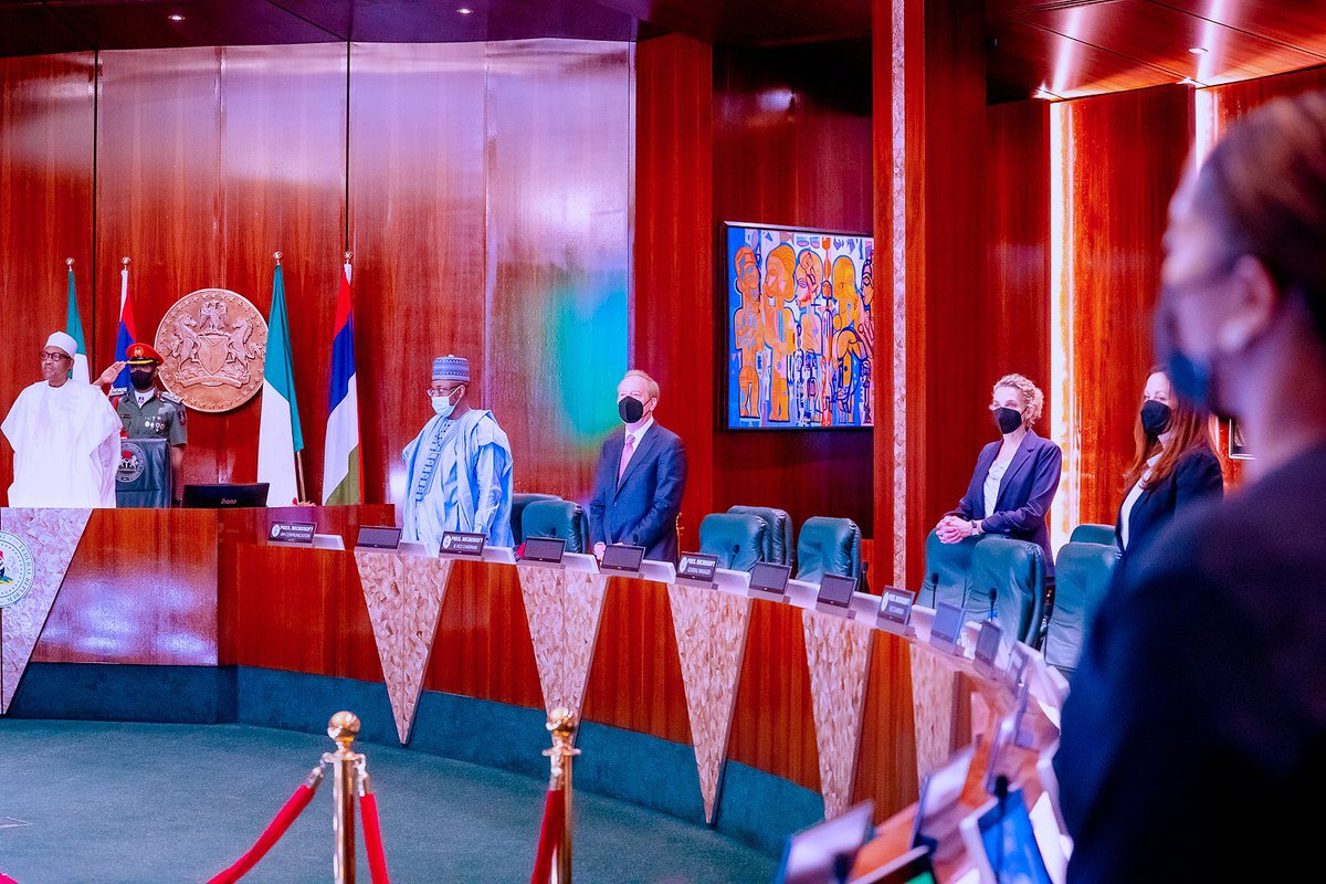 President @MBuhari receives in audience President of @Microsoft, @BradSmi at the State House, Abuja....