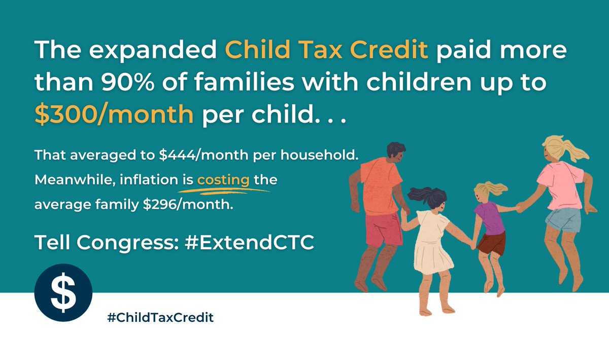 MomsRising's tweet photo. Inflation is costing U.S. families an extra $296/month. That's one month of the #ChildTaxCredit. Families can't afford rising costs of children AND inflation. Tell Congress: #ExtendCTC! https://t.co/gPhQ82jSll https://t.co/GuCeFtL5Ta