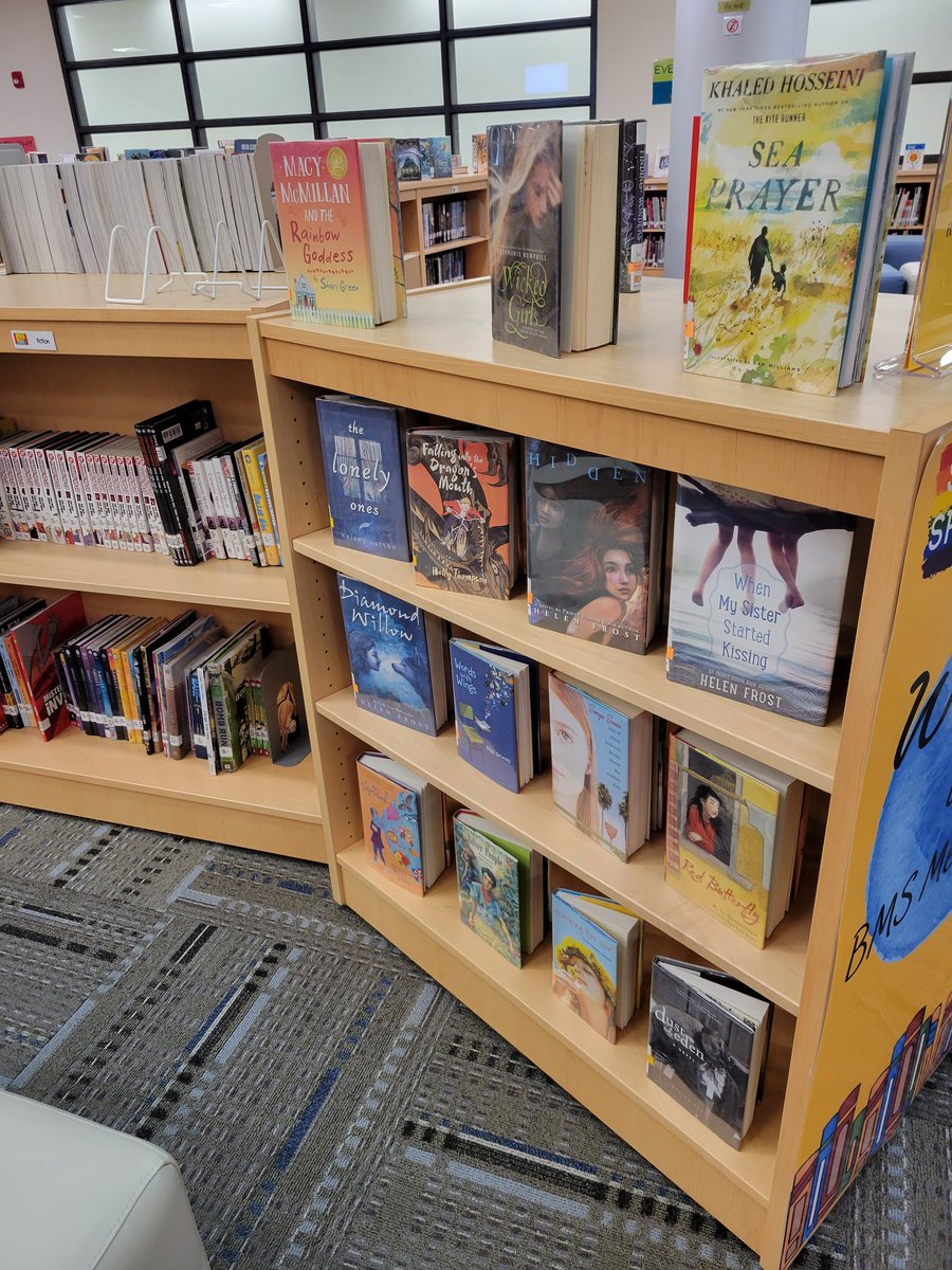 BMSLibraryRI's tweet photo. April is Poetry Month. Stop by to pick up a novel in verse! #bmsshines #bmsreads https://t.co/dCuHmmOfxd
