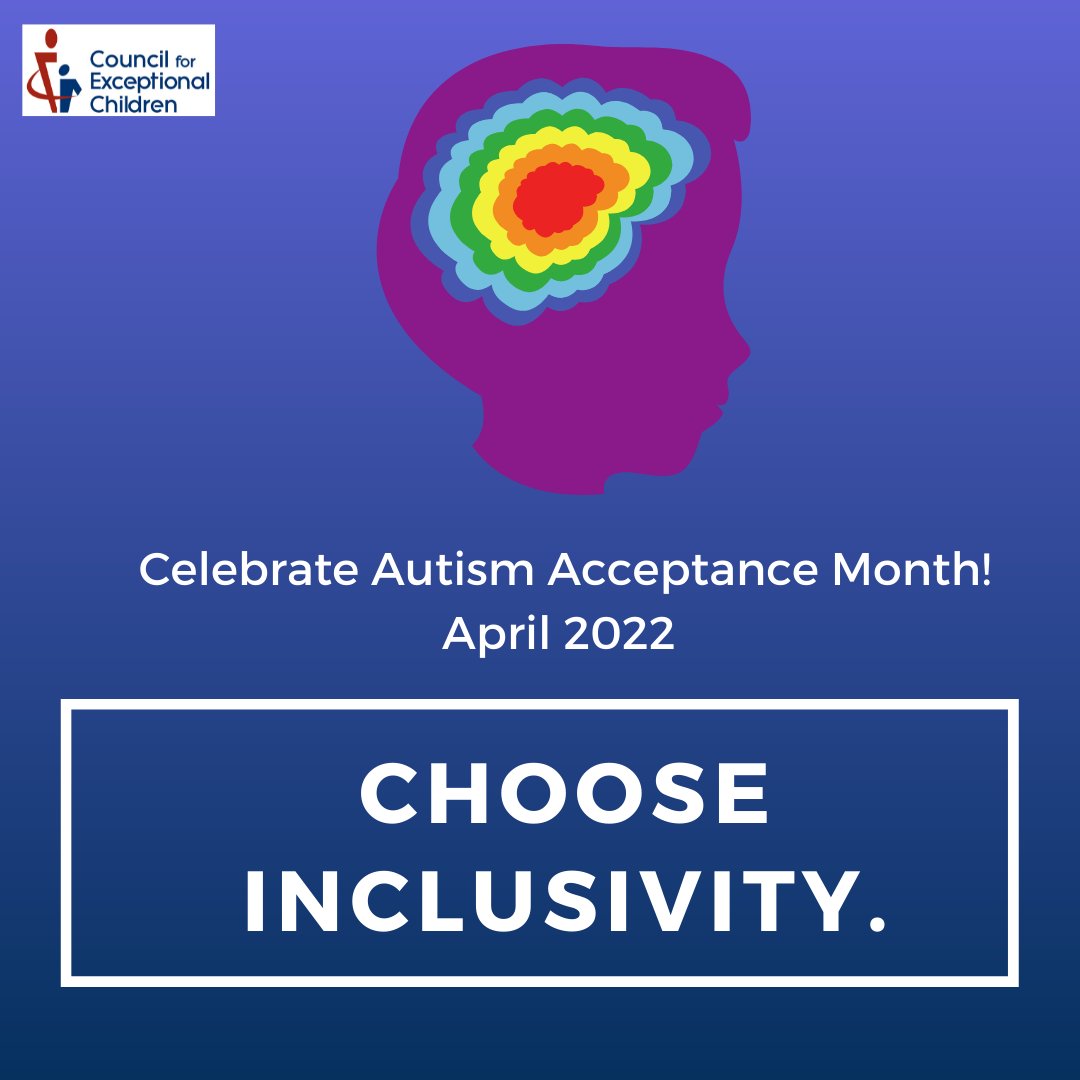CECMembership's tweet photo. April is Autism Acceptance Month! On average 1 in 54 children are affected and considered to be on the Autism Spectrum. Let's take the time to promote acceptance, inclusivity, and celebrate the millions of individuals with autism spectrum disorder and the educators who serve them https://t.co/nr1bNi1vHt