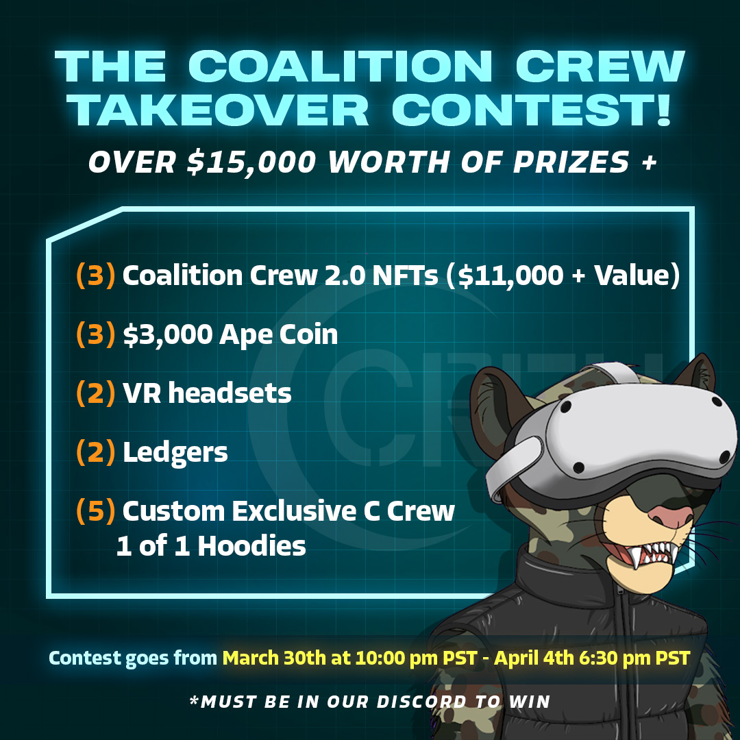 PeterVoogd23's tweet image. We are just getting started. More big news coming soon...Just to thank our amazing @CCrewNFT community we decided to do a little contest 🔥🔥🔥

1 OG = 2 Entries
1 2.0 = 1 Entry 

Double entries until tonights spaces!!!  Who's ready?!