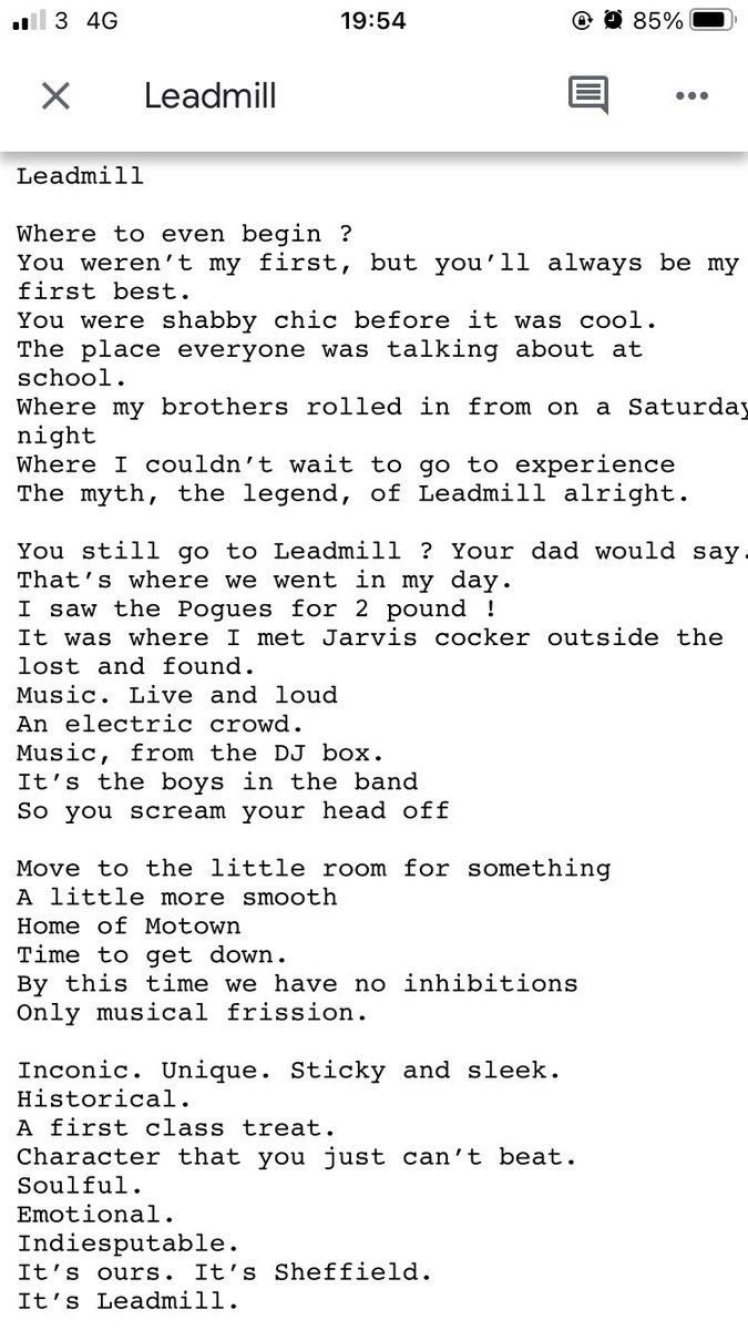 A poem for Sheffield’s favourite music venue @Leadmill by yours truly #WeCantLoseLeadmill