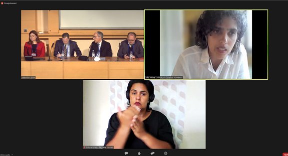 pourlebresil's tweet photo. The Coordinator of the Program for the Defense of #Social #environmental #Rights of @conectas, @julianeiva intervened to flag the progress that remains to be made in #Brazil regarding #HumanRights, the ongoing attacks on #activists of #civilsociety, #media and #workers rights. https://t.co/YZCHEztfK9