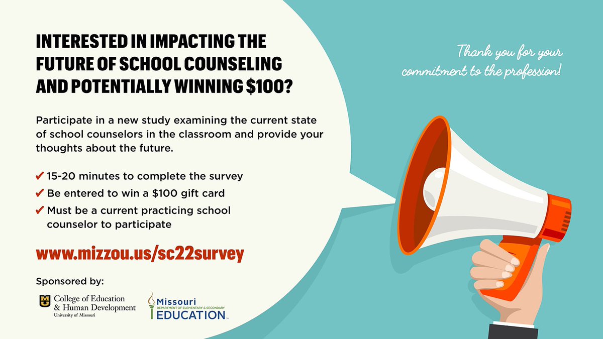 Excited to be working on this important study with <a href="/cdslaten/">Chris Slaten</a> <a href="/DrSMcClain/">Shannon McClain, Ph.D.</a> and others, funded by <a href="/MOEducation/">Missouri DESE</a>. 

Practicing school counselors, we need YOU! #scchat #antiracistsc
