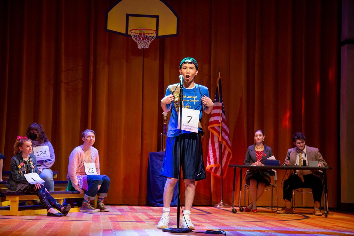 EMUTheatre's tweet photo. It's opening night, friends! We are so proud of all the hard work our cast and crew has put into "The 25th Annual Putnam County Spelling Bee." Enjoy these photos courtesy of Wallace Bridges, you don't want to miss this show! #EMUTheatre #SpellingBee #OpeningNight #ThankYouBack https://t.co/sMi95DChZH