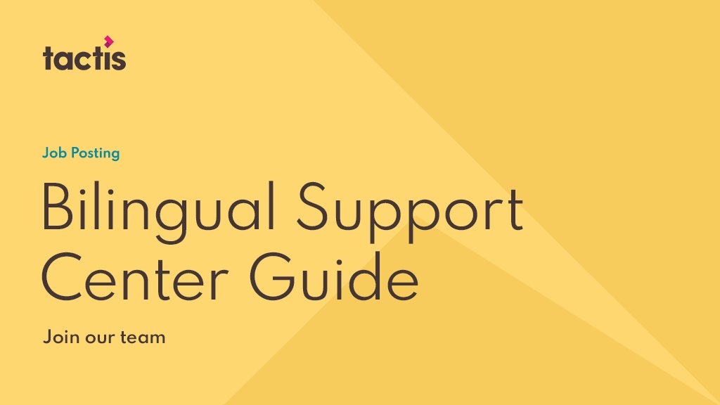 tactis_llc's tweet photo. TAN FÁCIL COMO UNA, DOS, TRES: Tactis is looking to add 1 bilingual support center guide with 2 years medical terminology experience, and 3 years call center experience.

https://t.co/OjsHJycsez

Follow us on:
https://t.co/Nr0z8J03O0
https://t.co/FHKAqjFd4f https://t.co/FbRas1uq4S