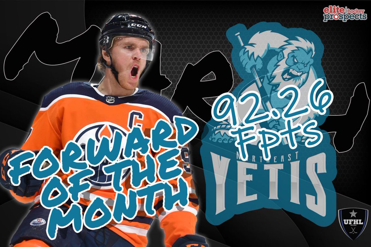 Presenting <a href="/eliteprospects/">Elite Prospects</a> Forward of the Month for the UFHL; Connor McDavid!

<a href="/cmcdavid97/">Connor McDavid</a> earned 92.26 Fpts for <a href="/YetisUFHL/">Northeast Yetis HC</a> in the month of March!

Yetis will receive $5 USD worth of $SCO for gameplay! 

#FantasyHockey #HockeyTwitter     #NFTs $ZIL #LetsGoOilers