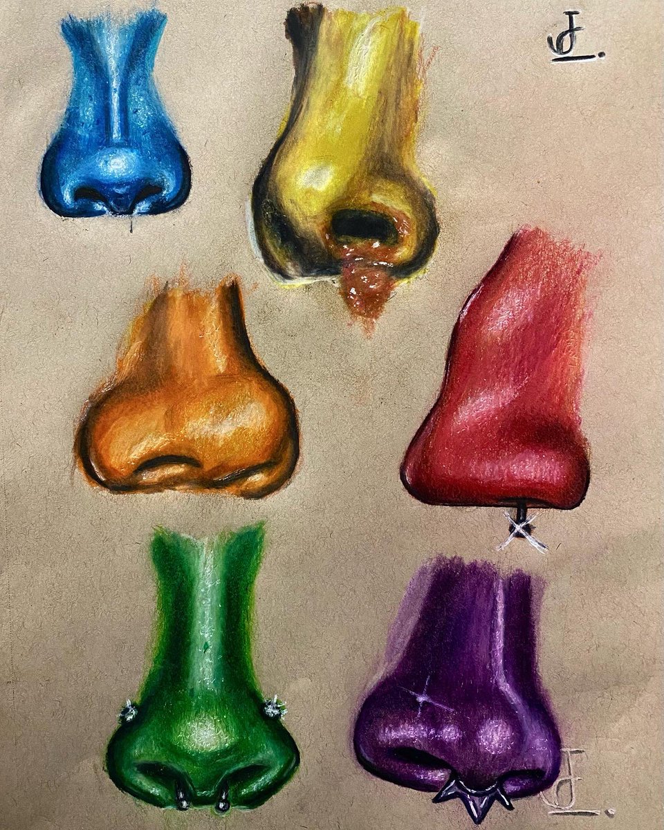 jeminiarchive's tweet photo. 👃 stylistic nose studies, 2022 // colored pencil with ink on toned tan paper https://t.co/2D0hYvhWiL
