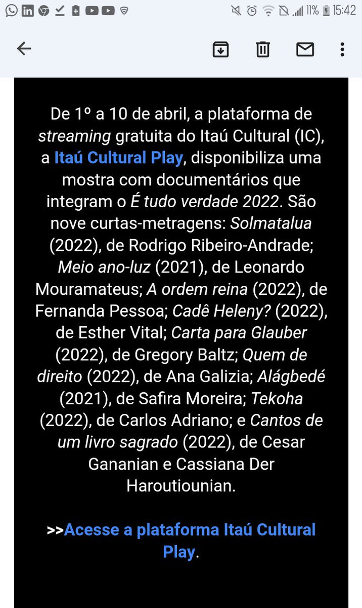 CMetafisico's tweet photo. De 1º a 10 de abril, a plataforma de streaming gratuita do @itaucultural disponibiliza uma mostra com documentários que integram o @etudoverdade
#etudoverdade22 #itsalltrue22 #QueAbril #documentaire #Documentary #documentário https://t.co/aYHrBPI3Bc