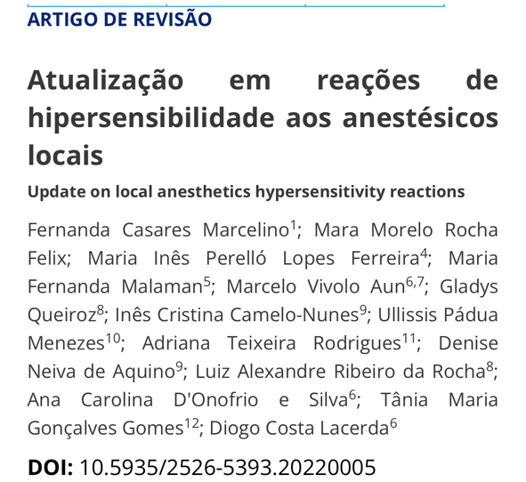 ASBAI_alergia's tweet photo. Atualização em reações de hipersensibilidade aos anestésicos locais. 
Confira: https://t.co/7NU7FICdUf

#anestesia #alergia #imunologia #anafilaxia #ASBAI50anos https://t.co/rYLlqcylPQ