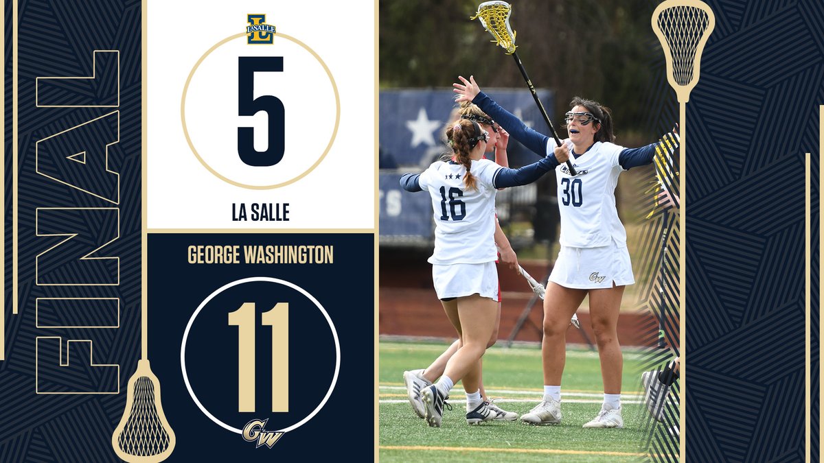 GW_Lacrosse's tweet photo. GW WINS! Two goals each from Tori Hampton, Kendall Lambert and Bailey Aaron help us to our first A-10 victory! 

#RaiseHigh https://t.co/y5bTA6VhsT