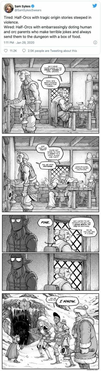 MemesDnd's tweet photo. when your pc has a good famliy life
🧙🏻‍♂️⚔️🎲
credit: kingofmyths33
#dnd  #gamenight #dndcharacter  #fantasy  #d20  #follow  #cleric https://t.co/tSAE43PIvK