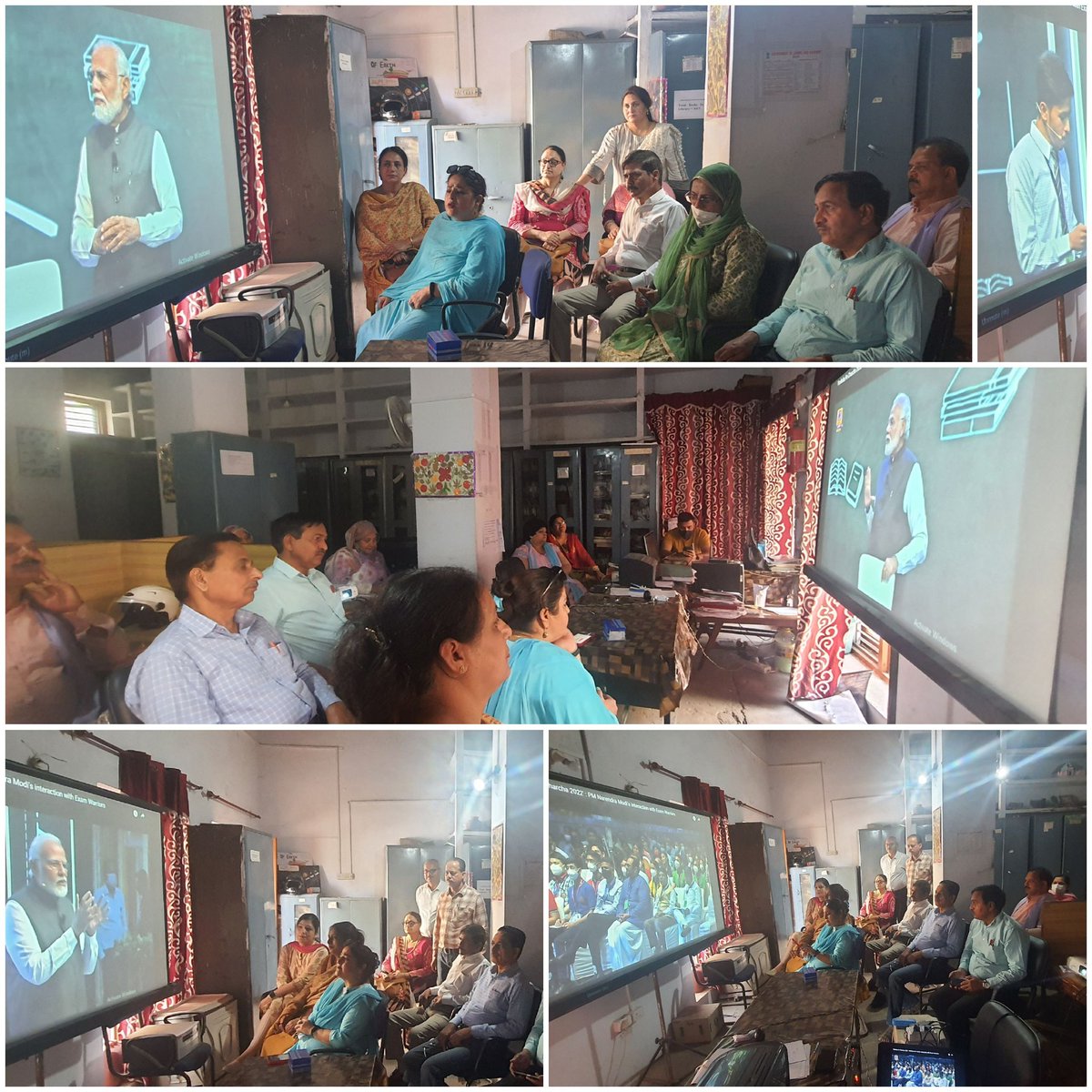DietJammu's tweet photo. Principal DIET Sh. Roshan Lal with all DIET faculty members today on 1st April, 2022 attended live telecast of 5th Edition of "Pariksha Pe Charcha" by Hon'ble Prime Minister Sh.Narendra Modi from 11.00 am onwards.@SchoolEduJK @SCERTJK @EduMinOfIndia @jkscert_jmu @DselEduMinistry https://t.co/S4JmbNjgmg