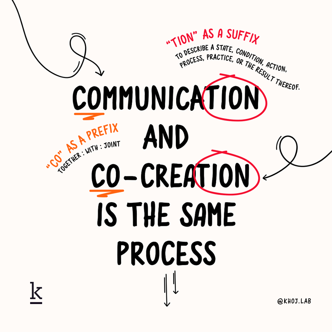 Communication 💛 Co-creation

👇
We commonly hear leaders say, “Why can’t we be more collaborative?”, “Why is there such a disconnect between our teams?” 

Communication - whether it is verbal or visual helps everyone get aligned and going!
#khojlab #communication #work #design
