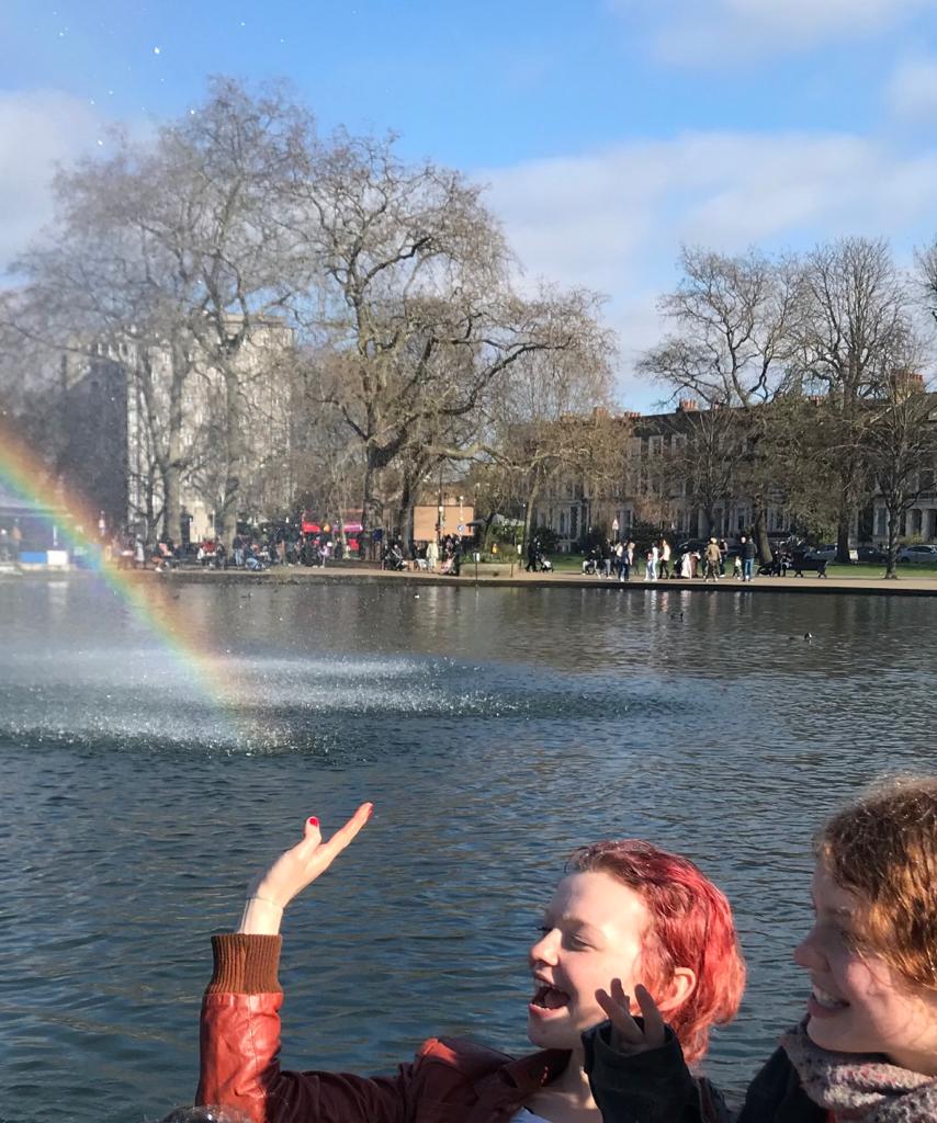 holding a rainbow! How does it feel? Warm coz it’s light and wet coz it’s water dust 🌺