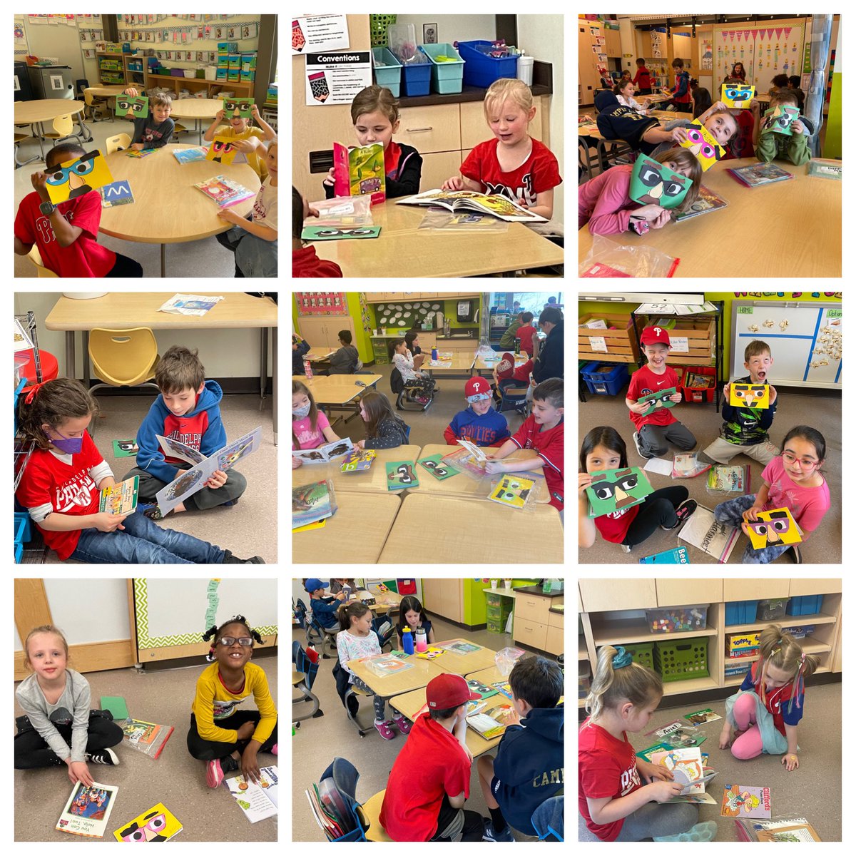 slccanfield's tweet photo. Happening now… reading our joke books that we made to our M5 friends and practicing buddy reading! Happy April Fools Day 🥸 #TeamM6 #TeamM5 @SLC_Martorelli https://t.co/1YDvjoumDo