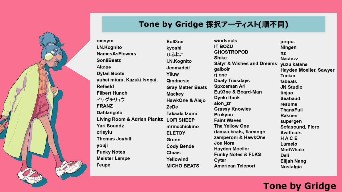 tonedotcom's tweet photo. ／
採択アーティスト発表！
27ヵ国83アーティストの楽曲を選出🌍
＼

今回も世界中からたくさんのご応募ありがとうございました🎧

4月も世界中のアーティスト達と共に、音楽からリラックス＆チルをお届けします🌸🍡

▶︎発表
https://t.co/4xaQL4o5XS

@MOV_Hikarie
#作業用BGM 
#LofiHipHop 
#chill https://t.co/Dd8lp69gs1