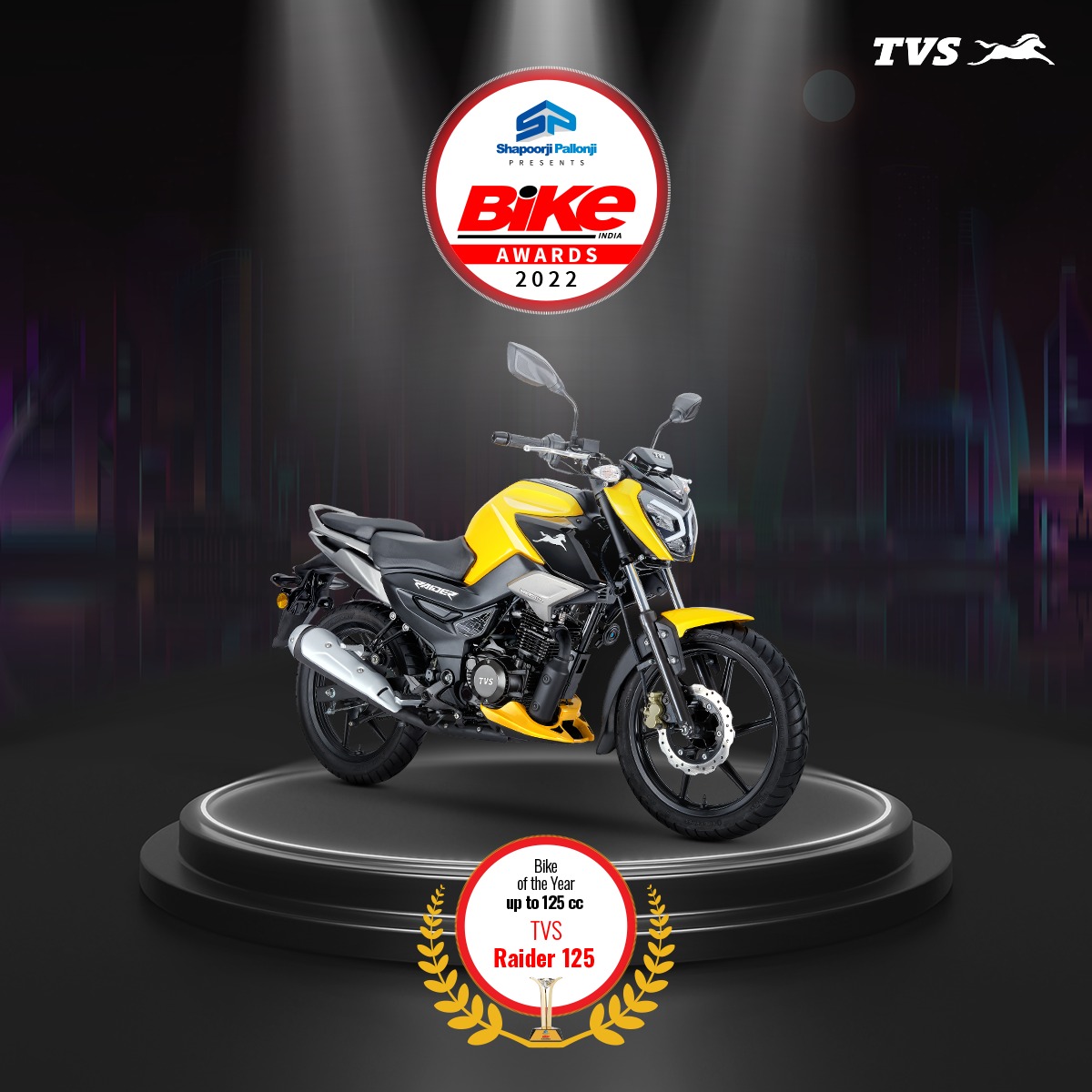 tvsmotorcompany's tweet photo. #TheWickedRide wins in every arena it visits. Another incredible win for the #TVSRaider as the BIKE OF THE YEAR (up to 125 cc). Thank you @bikeindia for adding to the recognition for @tvsraiderofficial https://t.co/Miag1KgL66
