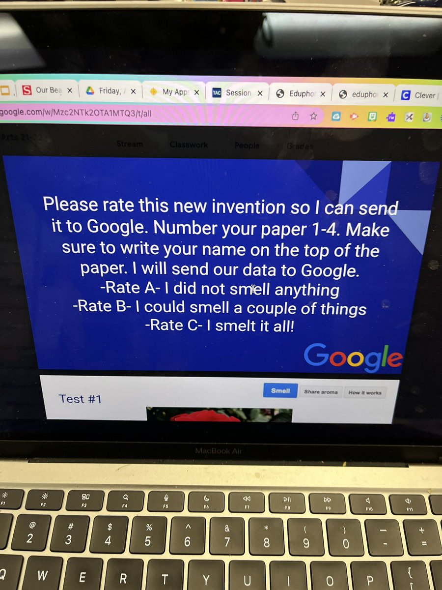 HughesClass3's tweet photo. Fell for the Google Smell Test April’s Food prank! #LISD #jpepride @LISD https://t.co/Jfx8f9dj5d