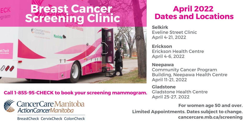 CancerCareMB's tweet photo. CancerCare Manitoba's Mobile Mammography Clinic may be coming to a location near you!
Learn more at https://t.co/lHhXPDYazz
#breastcheckclinic #cancerscreeningmb #cancerscreeningsaveslives #mammogramscreening https://t.co/FI4hE8T453