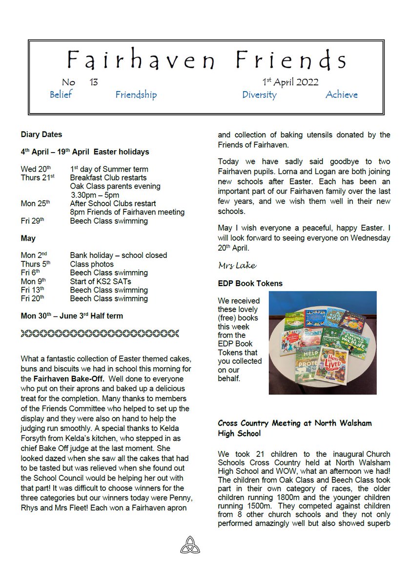 Here's a link to our final newsletter of the Spring term. bit.ly/3NyH3RY What a few weeks it has been. #Fairhaven #BakeOff #EasterEggs #CrossCountry  #Capoeira