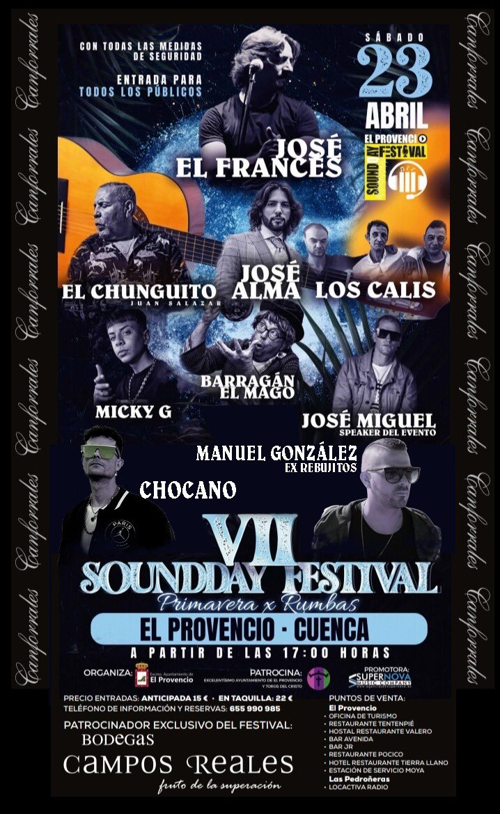 ProvencioNews's tweet photo. 🚨#SORTEO 🚨
Sorteo de 2️⃣ packs de 2️⃣ #entradasVIP📨individuales para asistir al 🎺#SoundDayFestival 🎸en 🌆🇪🇸#ElProvencio🇪🇸(Cuenca) el 🗓️ Sábado 2️⃣3️⃣de #Abril‼️
👉 https://t.co/xCKrpuOrWB
🎫 Anticipada: 💴 15€
🎫 Taquilla: 💴 22€
🎫 VENTA ENTRADAS;
▶️ https://t.co/VH1CzjvvWy https://t.co/WEZ9xuEtAI