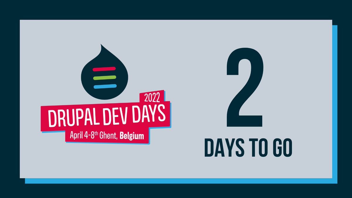 drupaldevdays's tweet photo. Drupal Developer Days 2022 will be kickstarting next week from April 4th to 8th in Ghent, Belgium. 

The whole week will be full of #Drupal fun. And the good news is that the sessions for #DrupalDevDays will be live streamed!

Stay tuned with us for latest updates😃 https://t.co/qkF9DuIJkK